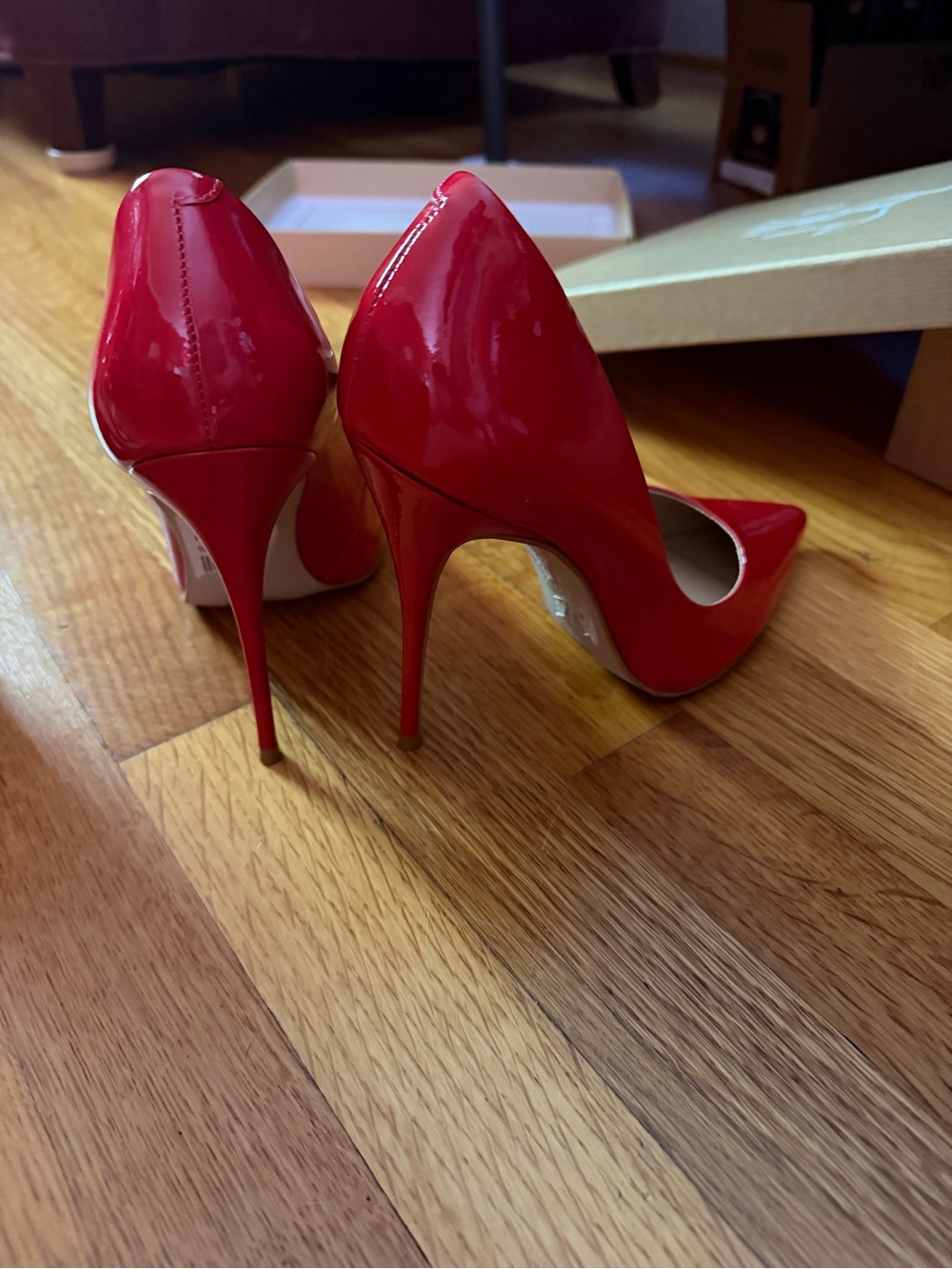 Saks Fifth Avenue Red Patent Pointed Stiletto Pumps